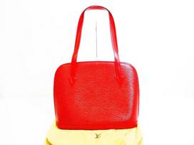Authentic LOUIS VUITTON Epi Leather Red Tote Shoppers Bag Purse Lussac #6973 Seller refurbished