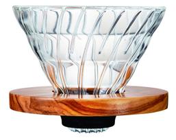 Hario V60 karščiui atsparus stiklas, skaidrus kavos lašintuvas Olive Wood 02 kavos lašintuvas 1–4 puodeliams VDG-02-OV gray