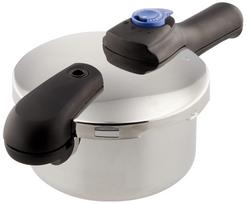 Pearl Metal Pressure Cooker Stainless Steel Light Switchable One Hand Time Saving IH Compatible 2.5L HB-2055 gray