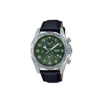 Casio Standard Series 50M Water Resistant Quartz Watch Leather Strap Men watches Green MTP-W500L-3AV Green Dial gray