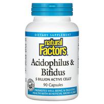 Natural Factors, Acidophilus & Bifidus, 5 billion, 90 capsules