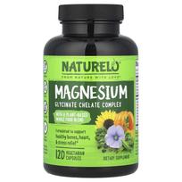 NATURELO, magnio glicinato chelato kompleksas, 200 mg, 120 daržovių kapsulių