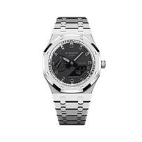 CASIO Unisex Liquid Crystal/Analog Dual Display Series 44.5mm Black Watch GA-2100-1A1(Team788--) Silver black