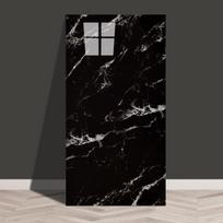 LVSHI Lipdukas tapetas imituojantis plyteles Vandeniui atsparus marmuro stiliaus plokštė Nuimamas atnaujinimo lapas Akmens išvaizdos Juodas blizgus Storas 30cm x 60cm Virtuvės vonios kambario plytelės juoda