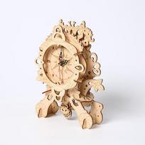 DIY Wooden 3D Retro Clock Puzzle beige