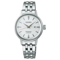 SEIKO Presage series 50 meters waterproof automatic/manual mechanical movement Steel Strap 30.3mm women's watch silver dial SRE017J1 sidabras