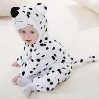 Baby Flannel Hooded Animal Onesie Warm One Piece Romper for Autumn Winter Newborn Sleepwear 120 white