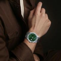 CASIO 50 metrų atsparus vandeniui ir elegantiškas Kvarcinis Plieninė apyrankė tas pats stilius vyrams ir moterims žalias ciferblatas MTP-B180D-3AV žalia