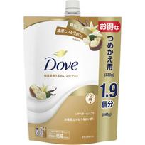 Unilever Dove kūno prausiklis taukmedžio sviesto ir vanilės papildymui 640 g bendros paskirties (Balandėlis) Kūno muilo naudojimo instrukcijos] – skysto tipo. <How to refill the bottl