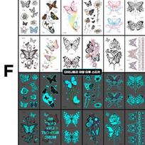 Dainatori glow-in-the-dark tattoo stickers (1 set of 12), F gray
