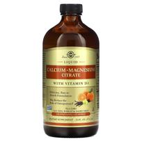 Solgar, Liquid Calcium Magnesium Citrate with Vitamin D3, Natural Orange Vanilla Flavor, 16 fl oz (473 ml)