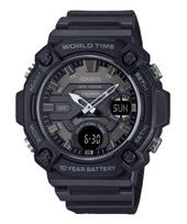Casio Standard Analoginis Skaitmeninis Dervos Dirželis Pilkas Ciferblatas Kvarcinis AEQ-120W-1BV 100M Vyriškas Laikrodis pilka