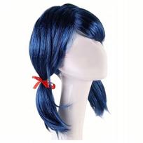 Tamsiai mėlyna perukas su kasytėmis ir kaspinais - Cosplay, kostiumas