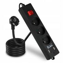 Prailgintuvas su 3 lizdais ir 2 Usb, 3m