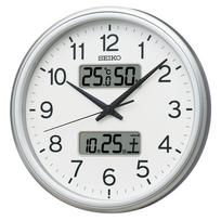 Seiko Laikrodis Analoginis Sieninis Laikrodis su Drėgmės Matuokliu Sidabrinės Metalo Spalvos Skersmuo 290 x KX275S [2 Metų Gamintojo Garantija] Radijo Bangomis Valdomas white