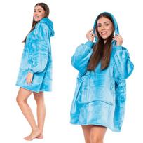 Blanket sweatshirt blanket-sweatshirt 2in1 oversized xxl with hood thick sherpa blue blue