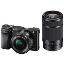SONY Mirrorless Camera Double Zoom Lens E PZ OSS E B 6000 Kit 16-50mm F3.5-5.6 + 55-210mm F4.5-6.3 OSS, Black, ILCE-6000Y juoda