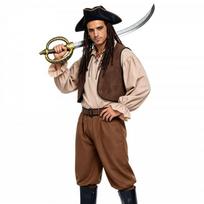 Halloween Couple Pirate Costume Set Jack Sparrow Style Unisex Cosplay Outfit Stage Play Party XL beige
