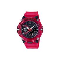 Casio G-Shock Sound Wave Series Transparent Waterproof Quartz Watch Resin Strap Men watches Black GA-2200SKL-4APR Random Watch Box,Semi-Transparent Red black