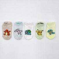 Pokemon kojinės 5 poros vaikams, neslystančios, Pikachu Bulbasaur, personažų vieno dydžio vasarinės tinklinės kojinės, populiarios korėjietiškos kojinės beige