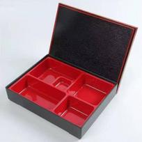 Zhaoran Japanese Wood Grain 5-Compartment Bento Box Set (5-Pack) black