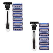 Facebody disposable 6-blade razor + 6 extra blades set white + black, 2 sets ,Korean razor blade gray
