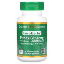 California Gold Nutrition, EuroHerbs, Ženšenio ekstraktas, EuroMed kokybė, 250 mg, 60 daržovių kapsulių