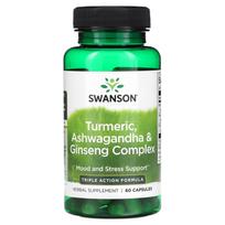 Swanson, Turmeric, Ashwagandha and Ginseng Complex, 60 Capsules