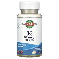 KAL, D-3, 10mcg (400IU), 100 softgels