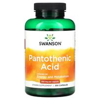 Swanson, Pantothenic Acid with Vitamin B5, 250 mg, 250 capsules
