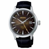 SEIKO Fashionable Sports Style Automatic/Manual Mechanical Movement Cowhide Strap 40.5mm Men's Watch Brown Dial SSK039 smėlis