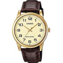 Casio Men's Leather Band Wrist Watch MTP-V001GL-9B beige