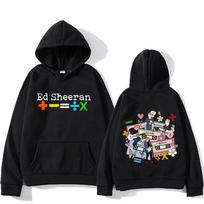 Ed Sheeran Tour 2024 Retro hiphopo džemperis su gobtuvu ir vilnoniu gobtuvu, pankų drabužiai, „Sudaderas“ minkštas gobtuvas S black