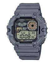 „Casio“ standartinis skaitmeninis grafinis mėnulio fazės dervos dirželis, kvarcinis WS-1700H-8AV 100M vyriškas laikrodis pilka