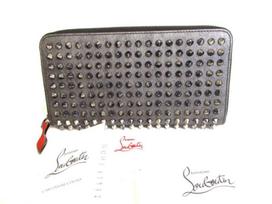 Autentiška Christian Louboutin Panettone ginklo metalo spygliais apvali odinė piniginė Nr. 9302 Refurbished