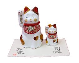 Craftsman House Good Fortune Arabesque Set Maneki-neko (Red) gray