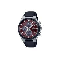 Casio Edifice Series 100 Meters Water Resistant Quartz Movement Leather Strap Watch Red Dial Unisex Watches EQS-950BL-5AV Red Watch Dial black