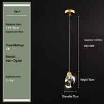 NuFeng Modern Bedside Crystal Pendant Light gray