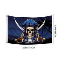2x3Ft 3x5Ft Pirate Flag | Jolly Roger Flag with 2 Grommets for Indoor and Outdoor, House Yard Decoration, 90*150cm 60*90cm, Durable Polyester Flag, Ha 60x90cm black