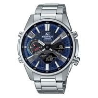 Casio saulės energija maitinami lenktynių serijos Edifice ploni Bluetooth vandeniui atsparūs verslo kvarciniai laikrodžiai su nerūdijančio plieno apyranke vyrams ECB-S100YD-2 Silver Strap gray