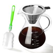Kavos serveris Lašelinės kavos serveris Kavos filtras Indas Popierinio kavos filtro nereikia Galima naudoti mikrobangų krosnelėje Puodelis Šepetėlis įtrauktas Skalė 600ml gray