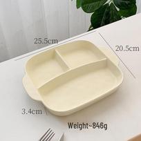 Matte Cream Ceramic Divided Portion Plate beige
