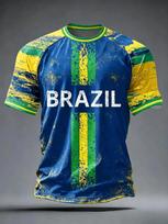 2026 Brazilijos stiliaus futbolo marškinėliai vyriški greitai džiūstantys pralaidūs orui futbolo treniruočių viršus figūrą pabrėžiantis trumpomis rankovėmis apvalia iškirpte rungtynėms ir laisvalaikiui 3XL blue