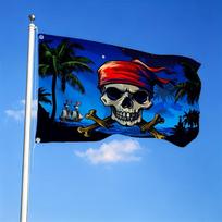 1pc Skull Flag Pirate Welcome Banner - Durable Polyester Fabric, Printed with Skull And Crossbones Design, Blue Background, Adorned with Palm Trees An 60x90cm blue
