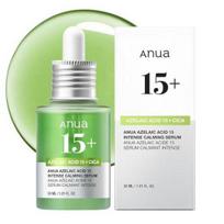 ANUA Azelainės rūgšties 15% Intensyviai raminantis serumas 30ml Didelė koncentracija Poros Aliejus Probleminė oda Cica Šveitimas Blizgesys Drėgmės balansas Riebi oda Mišri oda beige