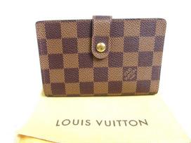 Autentiška LOUIS VUITTON Damier rudo odos dvigubo sulenkimo piniginė Viennois #a480 Atidaryta dėžutė
