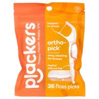Plackers, Orthopick, Vienkartinis dantų siūlas, 36 vnt. orange