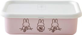 Fuji Enamel Miffy Pastel Storage Container with Lid Shallow Rectangle Square Medium Pink Gift Miffy Enamel rožinė