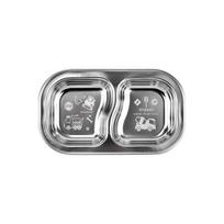 Kitchen Oil Baby Vroom Vroom Stainless Steel 2-Bowl Plate, Single Item, 1 Piece, Popular Korean parenting items gray