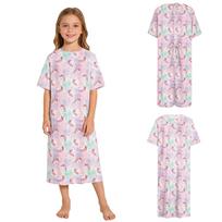 Vaikams Mergaitėms Pediatrinis Medicininis Paciento Chalatas Spaudės Mygtukai Trumpomis Rankovėmis Skeltas Nugaroje Savarankiškai Surišamas Mielas Spausdintas Ligoninės Chalatas 11-12 Years spalvota